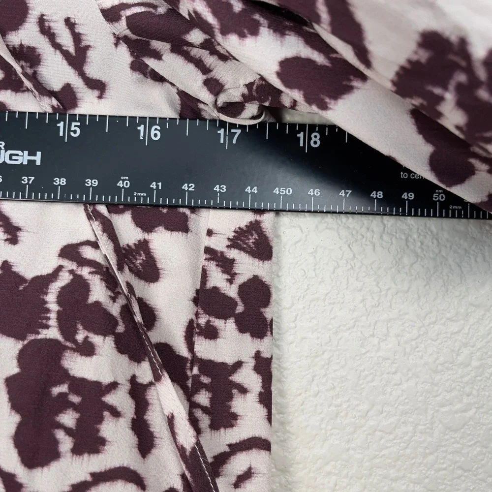 Madewell Draped Tie-Front Top XXS Chocolate Raisin Floral‎ Puff Sleeve